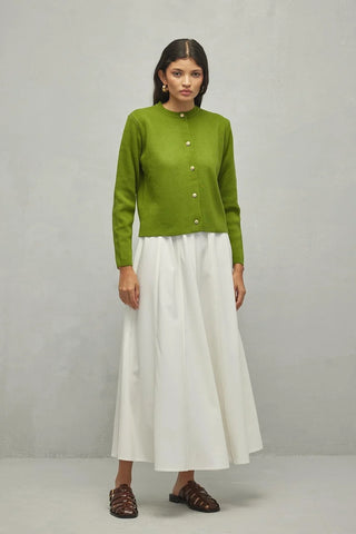 Crop Hırka Yağ Yeşili - Fahhar Design