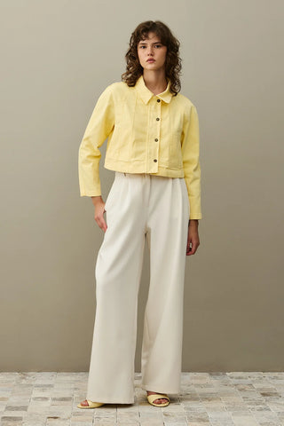 Godeli Crop Denim Jacket Yellow