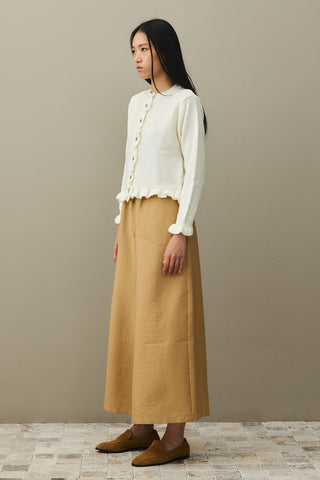 İnce Fırfırlı Tiftik Hırka Ekru