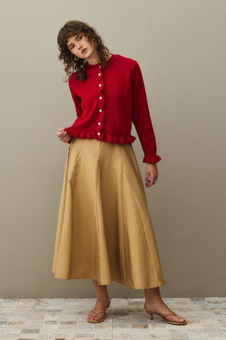 İnce Fırfırlı Tiftik Hırka Kırmızı