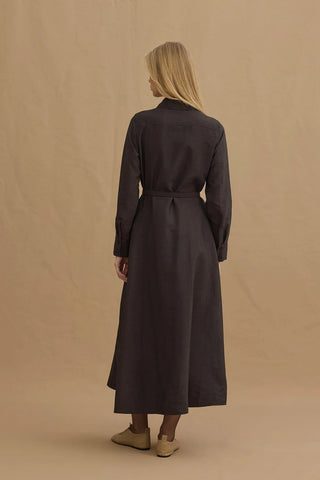 Kemerli Gömlek Elbise Antrasit - Fahhar Design