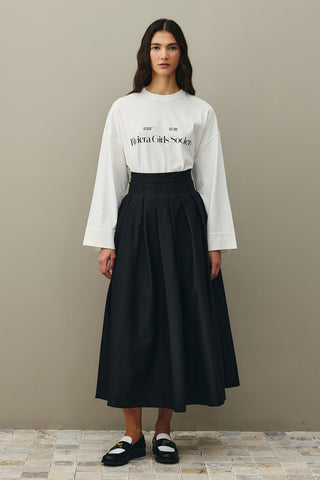 Pile Dikişli Etek Siyah