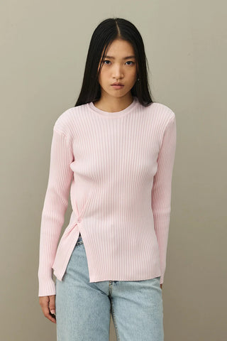 Basic Sweater with Slits in Pink