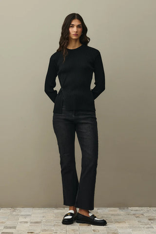 Basic Slit Sweater Black