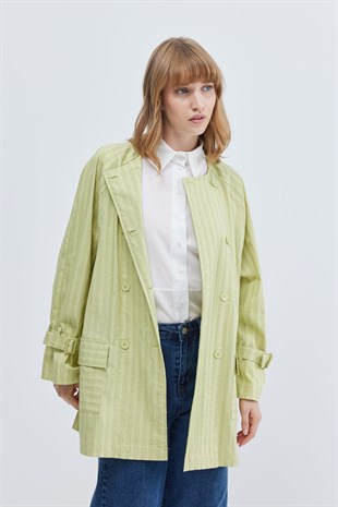 Çizgili Ceket Yeşil