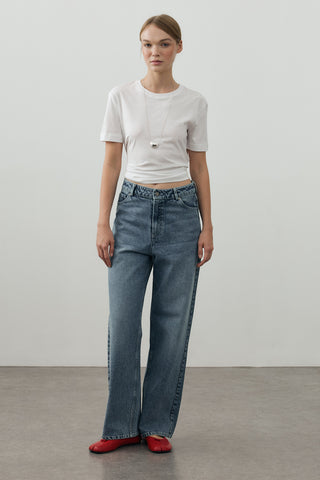 80's Straight Denim Pantolon Açık mavi
