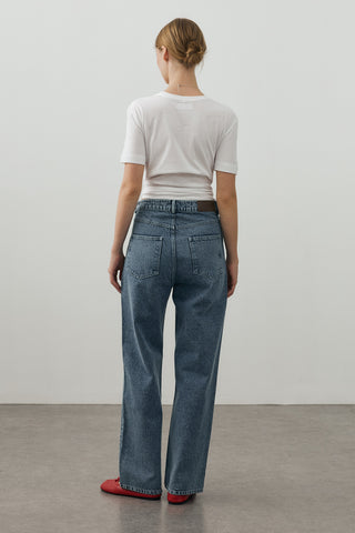 80's Straight Denim Pantolon Açık mavi