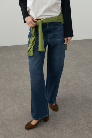 80's Straight Denim Pantolon Koyu Mavi