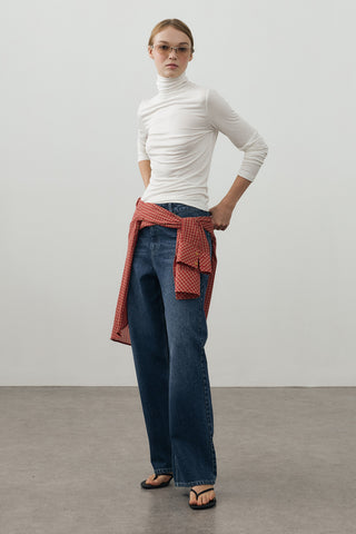 80's Straight Denim Pantolon Koyu Mavi