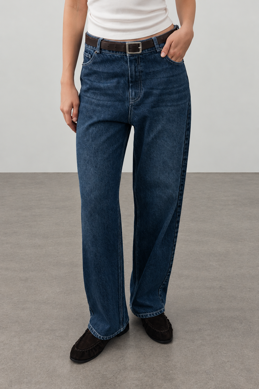 80's Straight Denim Pantolon Koyu Mavi