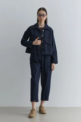 A Pileli Denim Ceket Lacivert