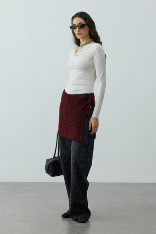 Ajur Bel Aksesuarı Bordo