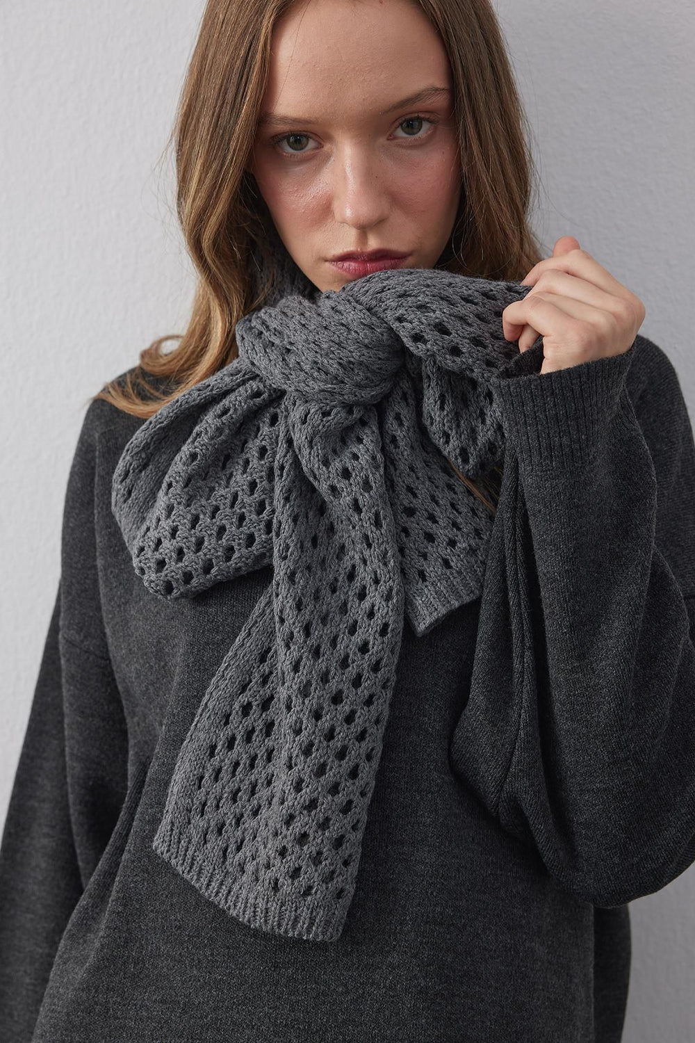 Openwork Scarf Anthracite