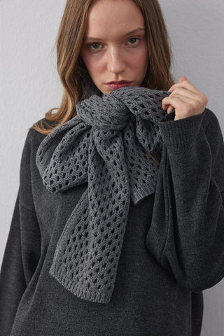 Ajurlu Fular Atkı Antrasit - Fahhar Design