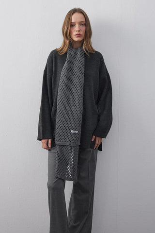 Ajurlu Fular Atkı Antrasit - Fahhar Design