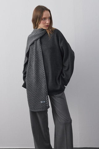 Ajurlu Fular Atkı Antrasit - Fahhar Design