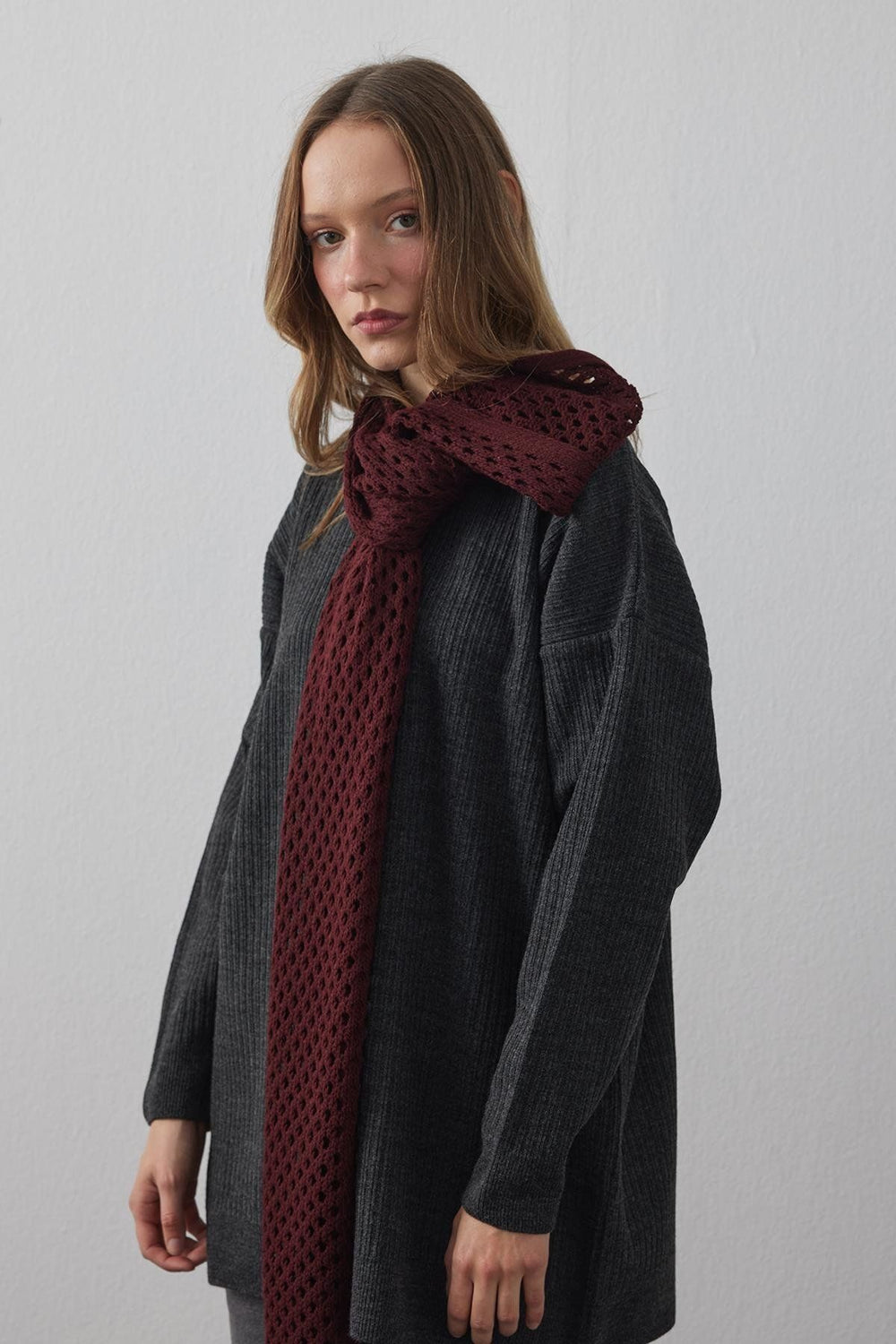 Openwork Scarf Burgundy