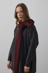 Ajurlu Fular Atkı Bordo