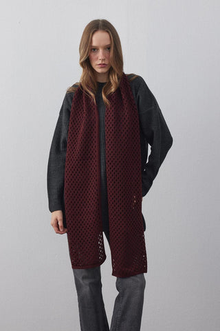 Ajurlu Fular Atkı Bordo - Fahhar Design