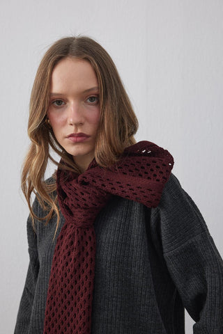 Ajurlu Fular Atkı Bordo - Fahhar Design