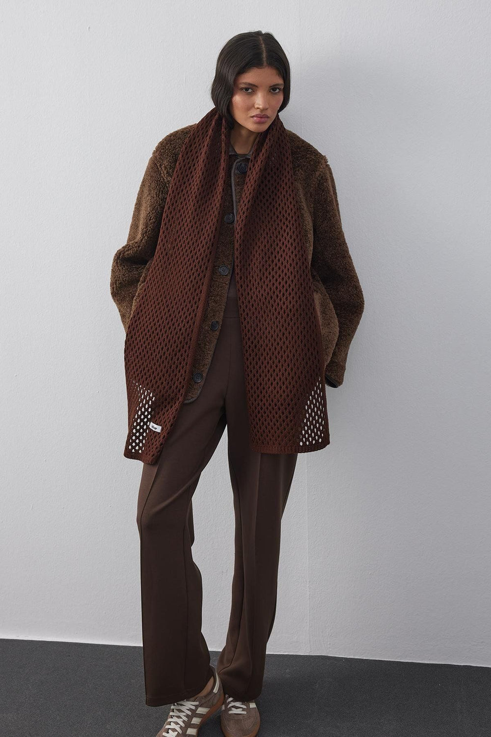 Openwork Scarf Brown