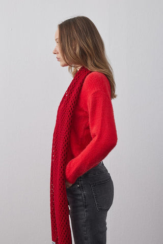 Ajurlu Fular Atkı Kırmızı - Fahhar Design