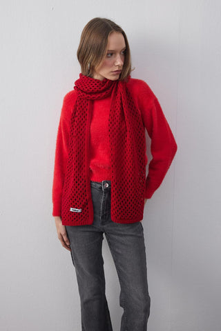 Ajurlu Fular Atkı Kırmızı - Fahhar Design