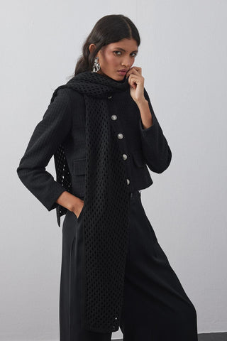 Ajurlu Fular Atkı Siyah - Fahhar Design