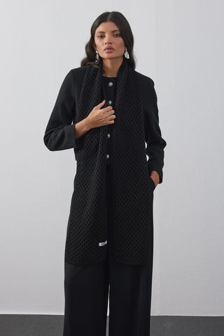 Ajurlu Fular Atkı Siyah - Fahhar Design