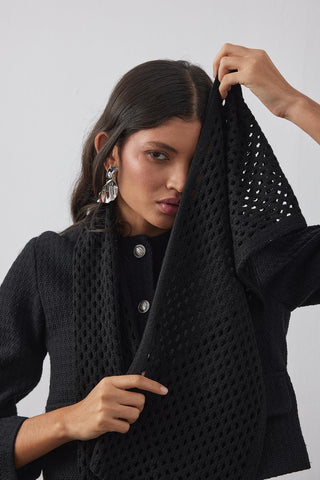 Ajurlu Fular Atkı Siyah - Fahhar Design