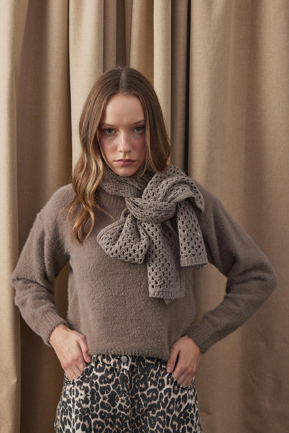 Openwork Scarf Mink