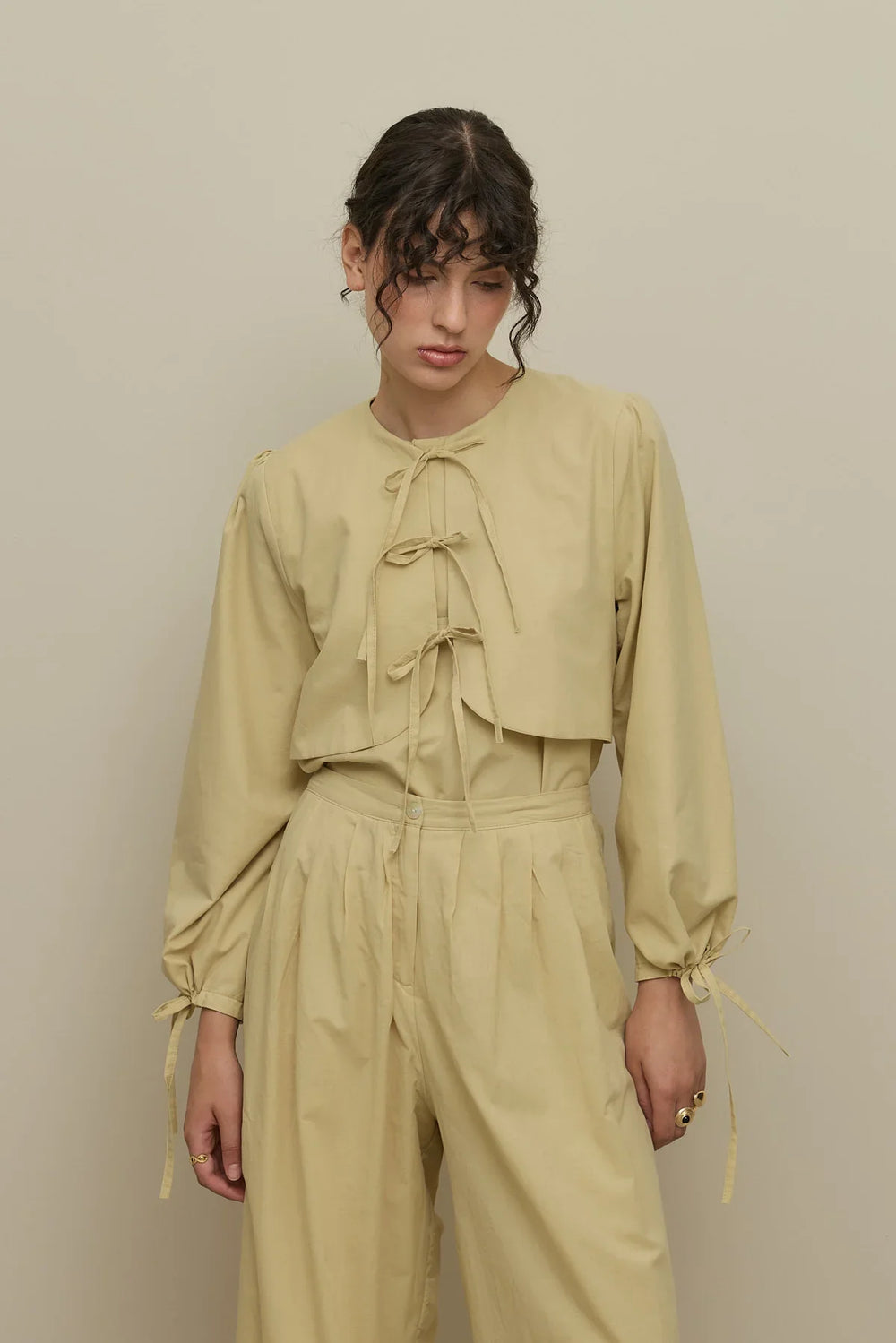 Aller Detailed Voile Shirt Light Yellow