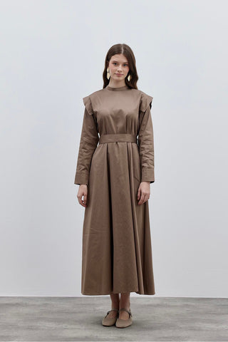 Allerli Elbise Kahverengi - Fahhar Design