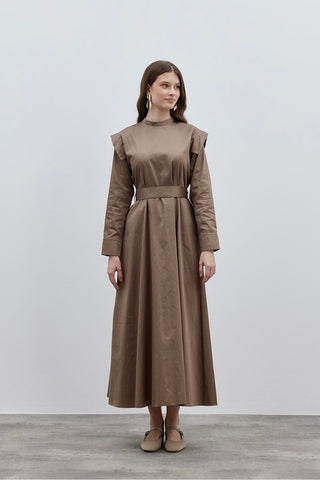 Allerli Elbise Kahverengi - Fahhar Design