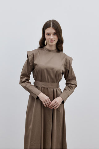 Allerli Elbise Kahverengi - Fahhar Design