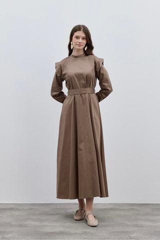 Allerli Elbise Kahverengi - Fahhar Design