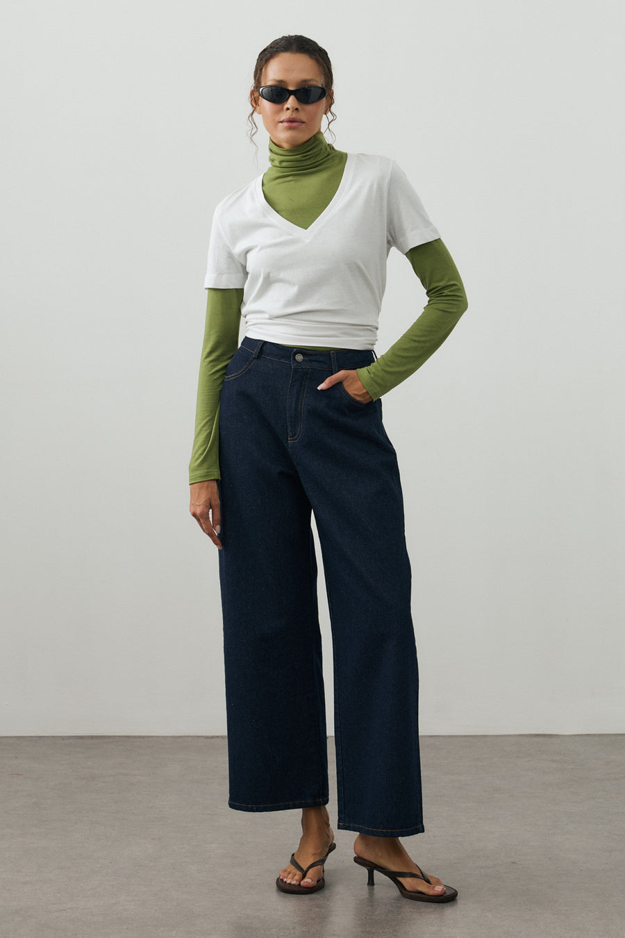 Ankle Relaxed Fit Denim Pantolon Koyu Mavi