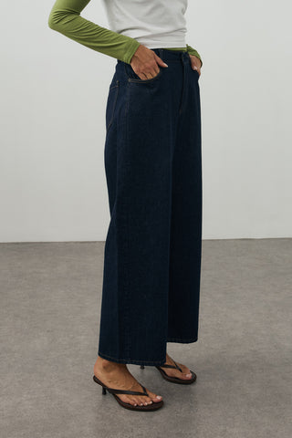 Ankle Relaxed Fit Denim Pantolon Koyu Mavi