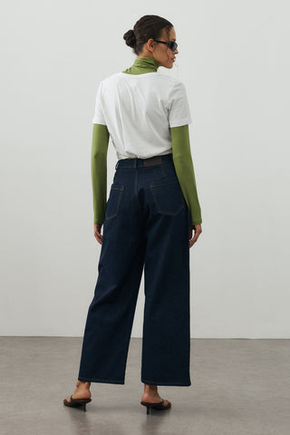 Ankle Relaxed Fit Denim Pantolon Koyu Mavi