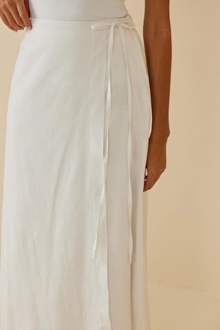 Wrapped Linen Skirt White