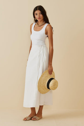 Wrapped Linen Skirt White