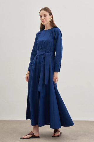Apoletli Elbise Lacivert - Fahhar Design