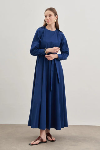 Apoletli Elbise Lacivert - Fahhar Design