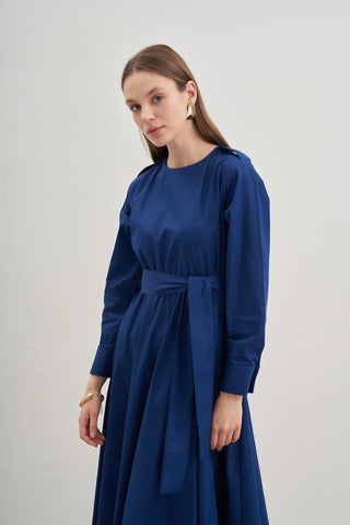 Apoletli Elbise Lacivert - Fahhar Design