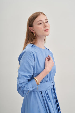 Apoletli Elbise Mavi - Fahhar Design
