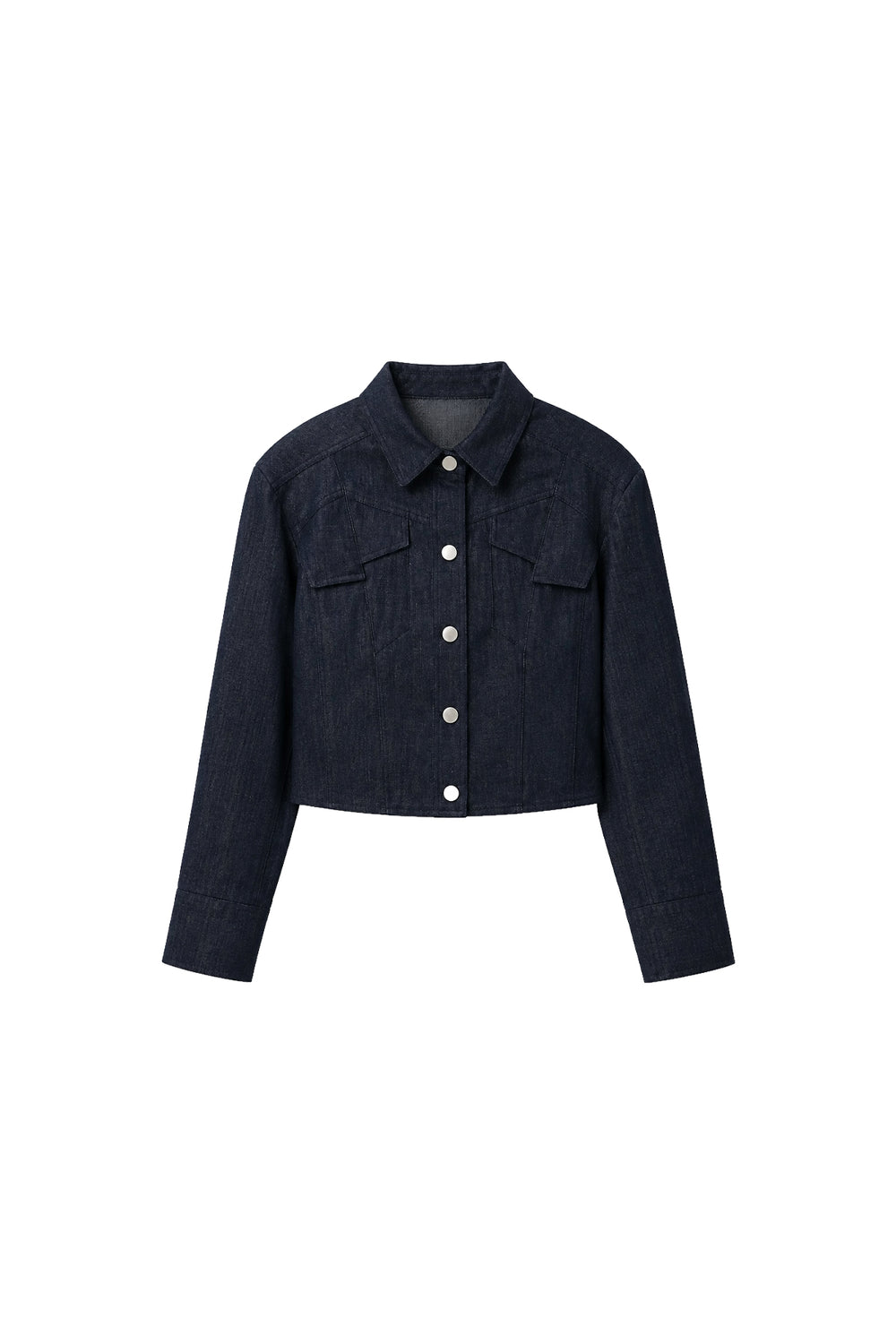 Asimetrik Dikişli Denim Ceket Lacivert
