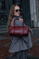 Aura Çatlak Efektli Çanta Bordo