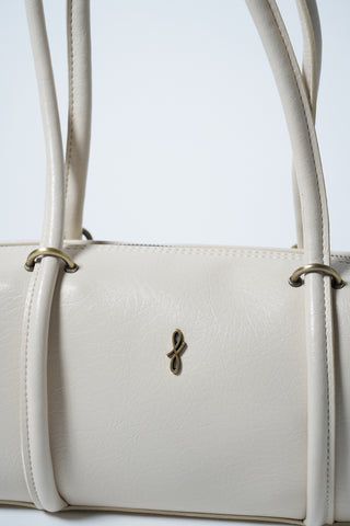 Aura Çatlak Efektli Çanta Krem