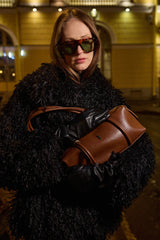 Aura Çatlak Efektli Çanta Taba