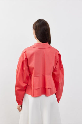 Bağcık Detaylı Kadın Kimono Ceket Nar Çiçeği Kırmızı